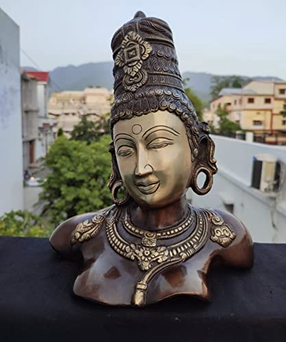 Crafting with Love A Beautiful Goddess Parvati Head Statue/Parvati Bust , Acabado en bronce, Tamaño: 30 x 22 x 12 cm, Peso: 4,5 kg