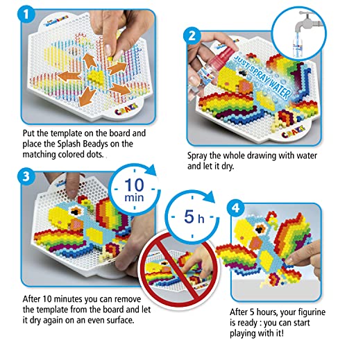 Craze Splash Set 5 Plantillas de Perlas de agua niñas con accesorios, hazlo tu mismo, Plantillas para Cuentas de agua sin plancha, Manualidades niños 11096