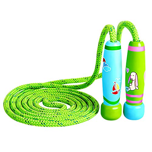 Cuerda para Saltar Skipping Rope ajustable con mango de madera para niños, longitud de 102 pulgadas adecuado para el juego escolar o actividad al aire libre