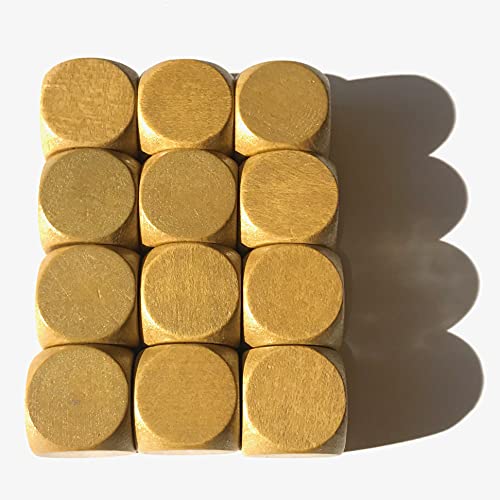 Dados de madera para juegos de mesa, tamaño 16 mm, fabricados en Alemania (12 dados, dorados)