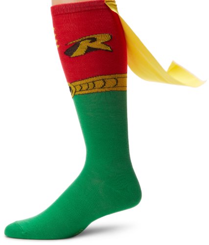 dc comics Robin Juniors - Calcetines altos hasta la rodilla, rosso, Taille unique