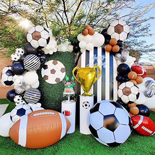 Decoraciones fiesta Fútbol de 24 pulgadas trofeo de gran tamaño y 5 globos papel fútbol 18 pulgadas, suministros de fiesta para niños y cumpleaños baby shower fútbol partido temático Copa del mundo