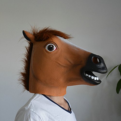 Deluxe horse mask with main black and tan colouring