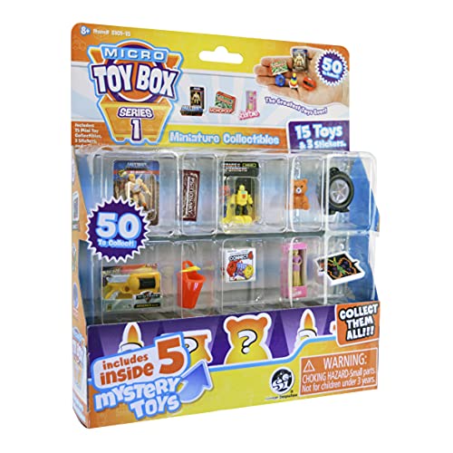 Desconocido Micro TOYBOX COLECTABLES 15 Unidades - Estilos varían Mini Juguetes para coleccionar, intercambiar, Mostrar con Paquete Sorpresa diseño 5 Juguetes Dentro 5101-15