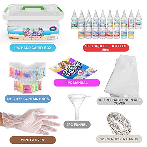 Desire Deluxe - Kit de tintes de 18 Colores para teñir Tela y Ropa Tie Dye Kit - Actividad Creativa y artística para niños y Adultos (180 Unidades)