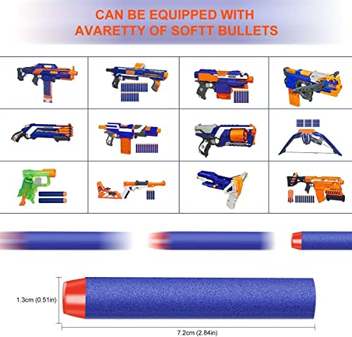 DEWEL Dardos Nerf 200pcs 7.2cm Espuma Suave Dardos Recarga Bala Blasters para Nerf N-Strike Elite Serie Niños Juguete Pistola