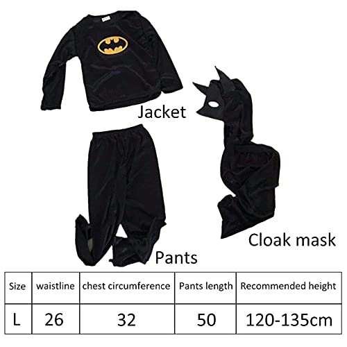 Disfraces Batman Niño Negro,Superhéroe Batman Disfraces Homecoming Halloween Navidad Traje Batman Niño Cosplay Suit, Máscara y Disfraz Independientes