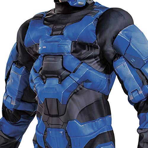 Disfraz espartano de Halo Oficial de Halo Blue Full Espartan Armor Muscle Mono y máscara, niños pequeños (4-6)