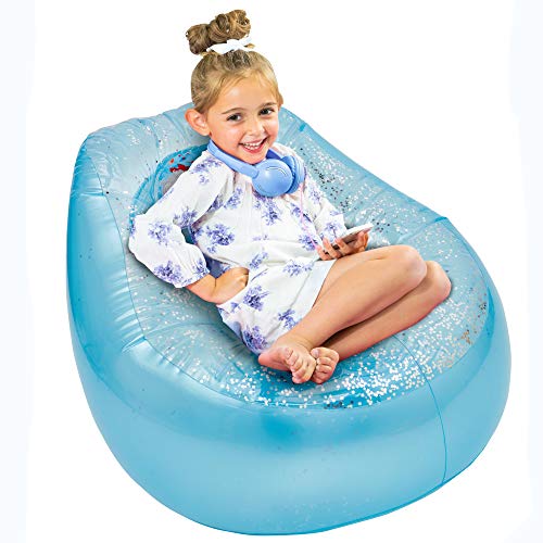 Disney Frozen 289FZO Silla Inflable con Purpurina para niños, Color Azul y Blanco