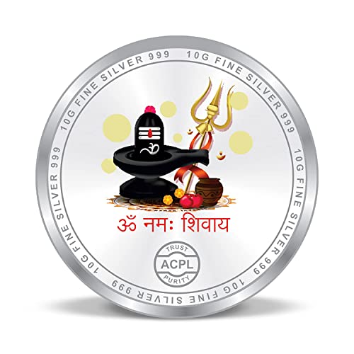 Diwali Special Lord Shiv y Parvati Moneda de Dios para Navratri Diwali Dhanteras & Festivales/Pure Silver Coin 999 Pureza Moneda 10 gramos