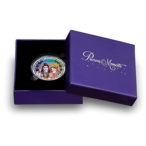 Diwali Special Lord Shiv y Parvati Moneda de Dios para Navratri Diwali Dhanteras & Festivales/Pure Silver Coin 999 Pureza Moneda 10 gramos