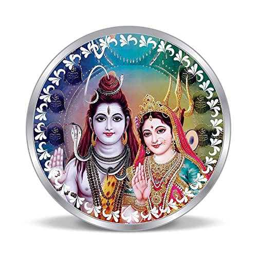 Diwali Special Lord Shiv y Parvati Moneda de Dios para Navratri Diwali Dhanteras & Festivales/Pure Silver Coin 999 Pureza Moneda 10 gramos