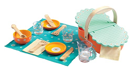 Djeco DJ06527 - Set de Picnic con Cesta y Accesorios de Madera