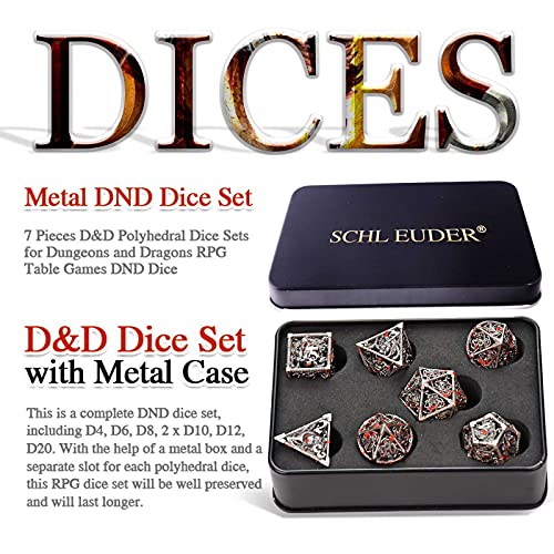 DND Dados Set Metal, Dungeons and Dragons RPG, Dragones y Mazmorras Juego de Mesa, Metal Dice Sets D&D, Human Snake Appearance Dice Set, Dados de Dragón Ahuecados, Dados de rol (Negro)