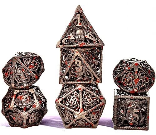 DND Dados Set Metal, Dungeons and Dragons RPG, Dragones y Mazmorras Juego de Mesa, Metal Dice Sets D&D, Human Snake Appearance Dice Set, Dados de Dragón Ahuecados, Dados de rol (Negro)