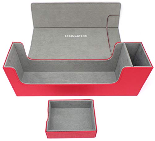 docsmagic.de Premium Magnetic Tray Long Box Red Medium - Card Deck Storage - Caja Roja