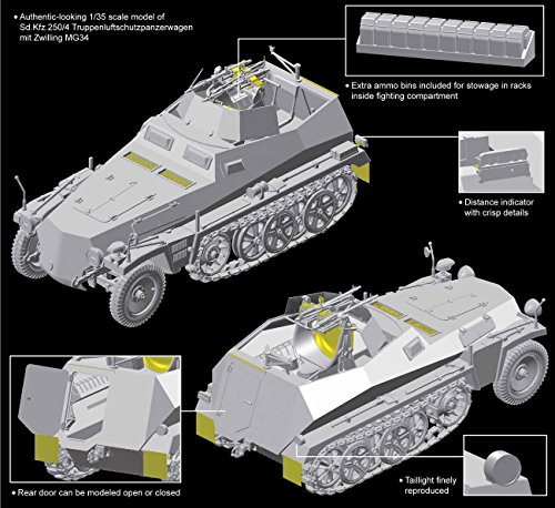 Dragon Models DR6878 - Modelo de vehículo de Guerra de plástico para Montar - SD.Kfz. 250/4 Zwilling Mg34, Escala 1:35