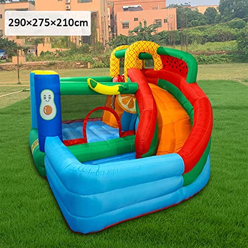 DRSM Castillo Hinchable con Tema de Frutas, Castillo de Salto con tobogán, minicasa Hinchable para niños con recinto de Seguridad, soplador de Aire, Anclajes de Suelo, ki