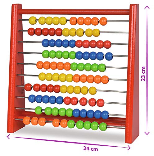 Eichhorn Eichhorn-100003405 Ábaco de Madera con 100 Bolas de Colores, para Niños a Partir de 3 años, Multicolor (100003405)