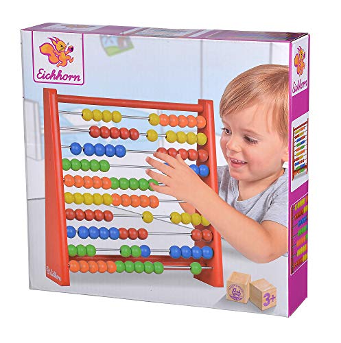 Eichhorn Eichhorn-100003405 Ábaco de Madera con 100 Bolas de Colores, para Niños a Partir de 3 años, Multicolor (100003405)