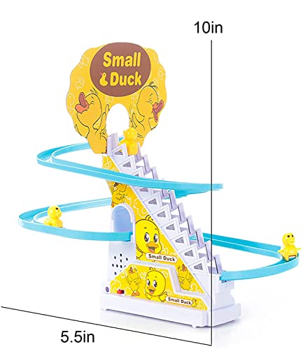 elemhome Little Duck Track Slide Toys - Montaña rusa eléctrica para escaleras de pato, juego de juguetes con luces, música de pato, carreras de pato, montaña rusa (carga)