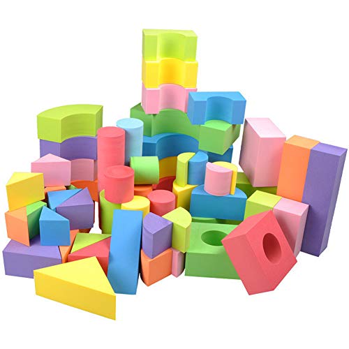 EQLEF® 50 PCS Niños no tóxicos suave ligero EVA espuma bloques de construcción - colores asistidos varias formas