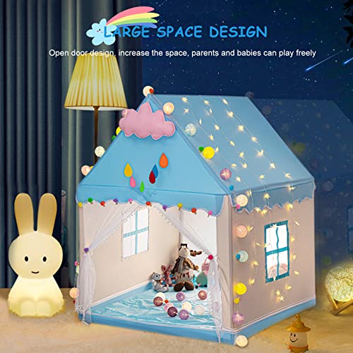 Ergocar Tienda Campaña Infantil Niña, Casitas Infantiles Jardin con Bolas de Colores & Luces de Estrella, Ensueño Carpa, Castillo Princesas Interior, Cabañas para Niños, Cumpleaños Regalos