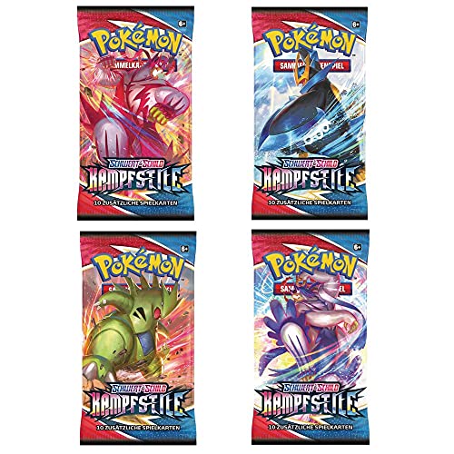 Estilo de combate | 4 Booster Packs en set | Espada y escudo de Pokémon | Tarjetas coleccionables