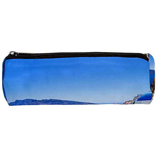 Estuche de lápices Grecia Santorini bolsa de pluma con cremallera bolsa para papelería, viajes, escuela, suministros para estudiantes