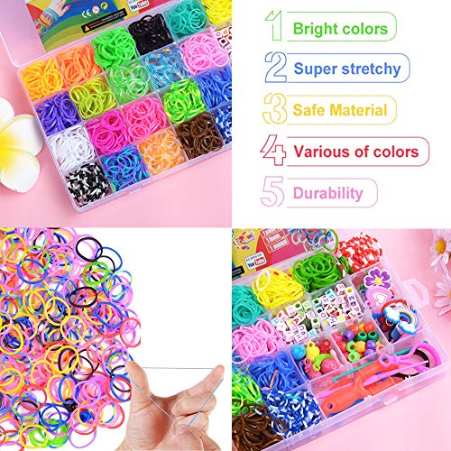 Evance DIY Gomas Loom Bandas Conjunto Niños Bricolaje Conjunto de Cuentas, loom Bands Set para Pulseras, DIY Bandas de Ggoma Cintas de Telar Caja para la Fabricación de Joyas(Kits para Joyería)