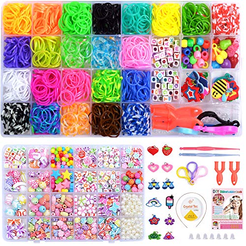 Evance DIY Gomas Loom Bandas Conjunto Niños Bricolaje Conjunto de Cuentas, loom Bands Set para Pulseras, DIY Bandas de Ggoma Cintas de Telar Caja para la Fabricación de Joyas(Kits para Joyería)