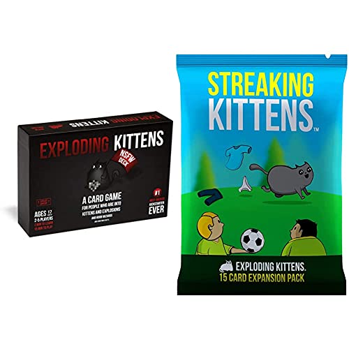 Exploding Kittens LLC Juego (EKG-NSFW1-1) + Streaking Kittens: This is The Second Expansion of , Barraja de Cartas