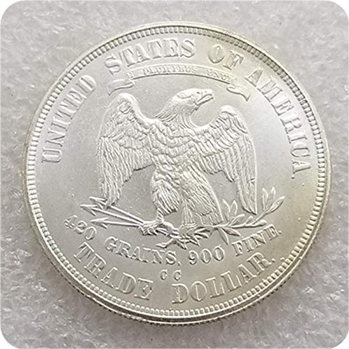 Exquisita Moneda Artesanal Antigua Moneda Americana 1874-CC Sentado y sosteniendo Flor Moneda Conmemorativa extranjera dólar de Plata