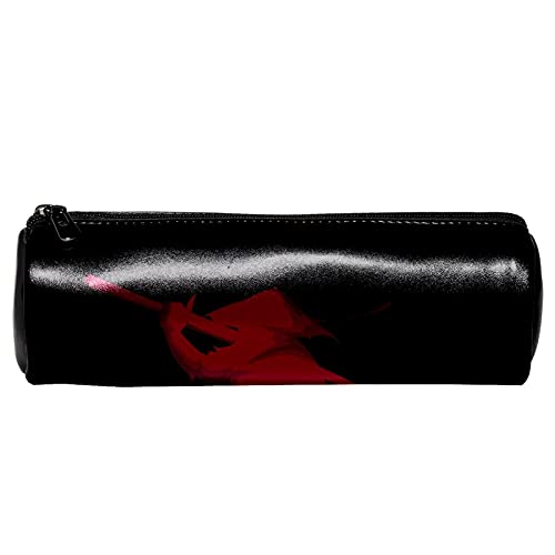 EZIOLY Estuche para lápices de cuero rojo japonés Samurai clanes guerrero guerrero monedero bolsa de maquillaje cosmético bolsa para estudiante papelería escuela trabajo oficina almacenamiento