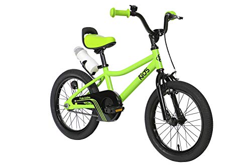 FabricBike Kids - Bicicleta con Pedales para niño y niña, Ruedines de Entrenamiento Desmontables, Frenos, Ruedas 12 y 16 Pulgadas, 4 Colores (Light Green, 16": 3-7 Años (Estatura 96cm - 120cm))