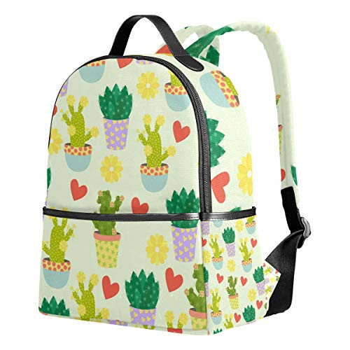 FANTAZIO Mochila para Viaje Lindo cactu Flores y Corazones Daypack