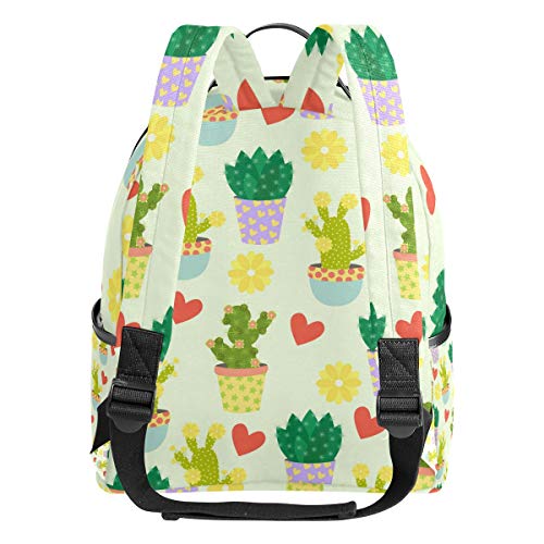 FANTAZIO Mochila para Viaje Lindo cactu Flores y Corazones Daypack