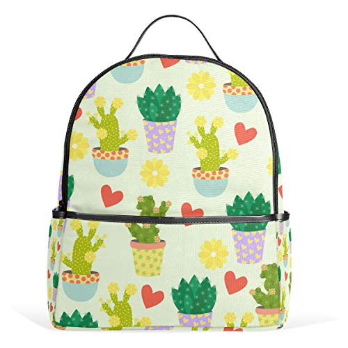 FANTAZIO Mochila para Viaje Lindo cactu Flores y Corazones Daypack