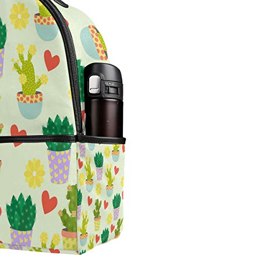 FANTAZIO Mochila para Viaje Lindo cactu Flores y Corazones Daypack