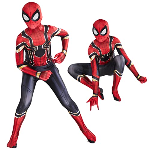 FGZIO Niños Superhéroe Spiderman, Traje de Regreso a casa de Spiderman, Traje de Cosplay Disfraces de Spiderman de Halloween Unisex para niños y Adultos Mono de Hombre araña (130-140cm,B)