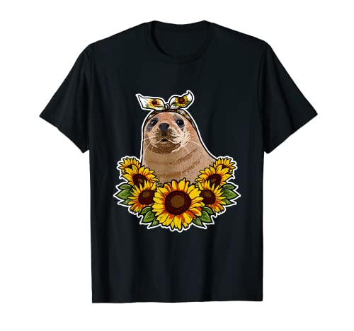 Foca Regalo Decoración De Girasoles Focas Camiseta