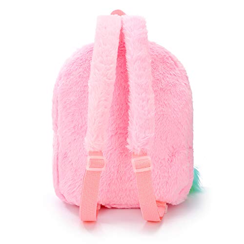 FORLADY mochila de dibujos animados de unicornio de felpa mini mochila de niña dulce.