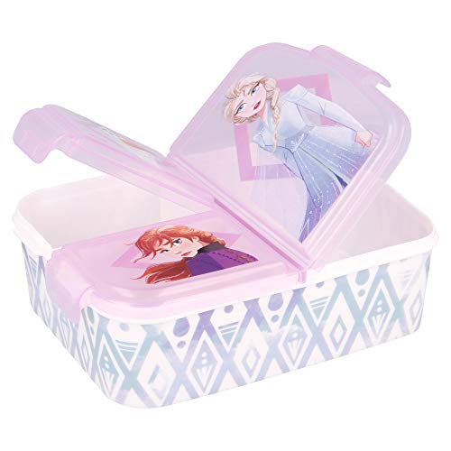 Frozen - Elsa Anna Olaf | Caja De Almuerzo Con 3 Compartimentos - Fiambrera Infantil Para Colegio - Lonchera Para Niños