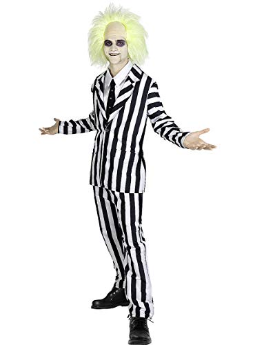 Funidelia | Disfraz de Beetlejuice Oficial para Hombre Talla XL ▶ Tim Burton, Películas de Miedo, Terror - Color: Blanco - Licencia: 100% Oficial - Divertidos Disfraces y complementos