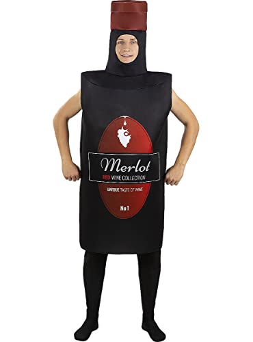 Funidelia | Disfraz de Botella de Vino para hombre y mujer ▶ Bebida, Alcohol, Comida, Botella - Disfraz para adultos y divertidos accesorios para Fiestas, Carnaval y Halloween - Talla única - Negro