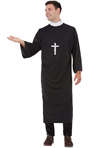 Funidelia | Disfraz de Cura para Hombre Talla XL ▶ Sacerdote, Monje, Papa, Profesiones - Color: Negro - Divertidos Disfraces y complementos para Carnaval y Halloween