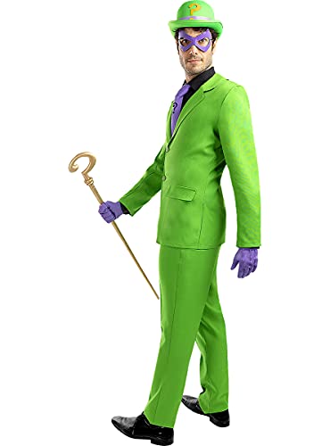 Funidelia | Disfraz de Enigma para hombre ▶ Superhéroes, DC Comics, Villanos, The Riddler - Disfraces para adultos, accesorios para Fiestas, Carnaval y Halloween - Talla M - Verde