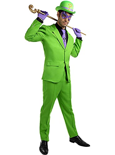 Funidelia | Disfraz de Enigma para hombre ▶ Superhéroes, DC Comics, Villanos, The Riddler - Disfraces para adultos, accesorios para Fiestas, Carnaval y Halloween - Talla M - Verde