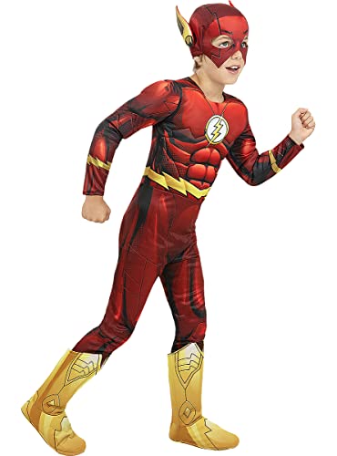 Funidelia | Disfraz de Flash musculoso niño ▶ Superhéroes, DC Comics, Justice League - Disfraz para niños y divertidos accesorios para Fiestas, Carnaval y Halloween - Talla 3-4 años - Rojo