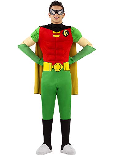 Funidelia | Disfraz de Robin Oficial para Hombre Talla XL ▶ Chico Maravilla, Superhéroes, DC Comics - Color: Verde - Licencia: 100% Oficial - Divertidos Disfraces y complementos